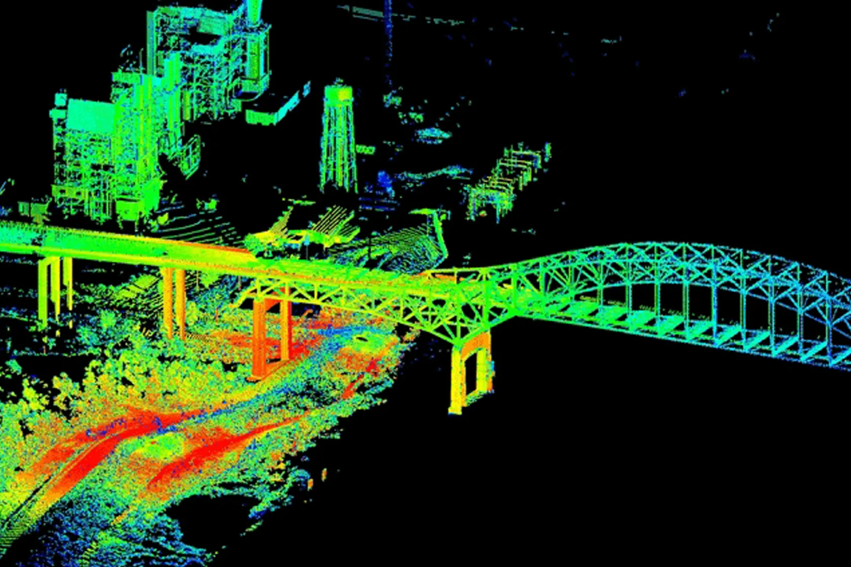 Geospatial surveying equipment on site